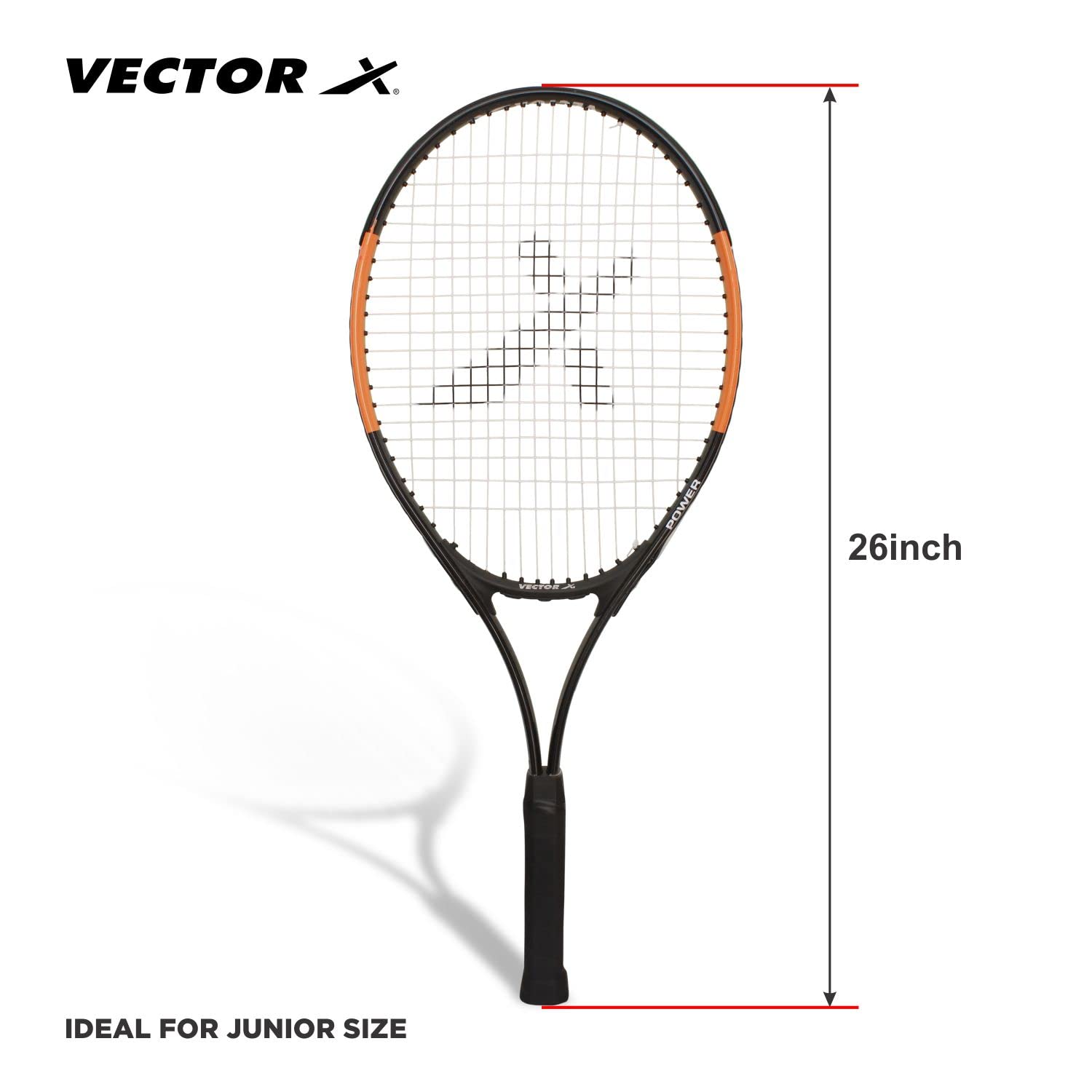 Vector X Adult Black Super Lightweight 26 Inch Recreational Tennis Rackets, Grip Size - 43/8 - Image 4