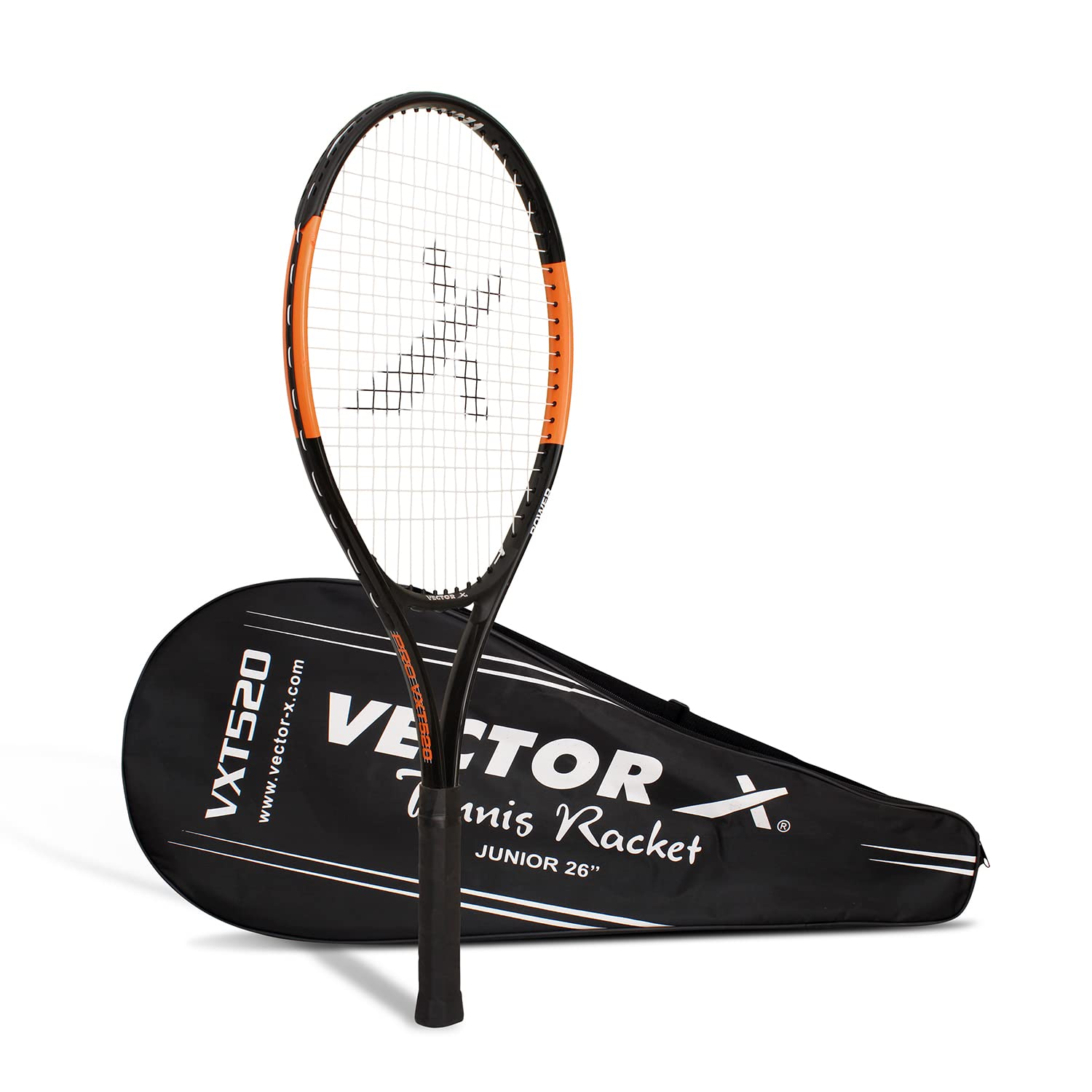 Vector X Adult Black Super Lightweight 26 Inch Recreational Tennis Rackets, Grip Size - 43/8