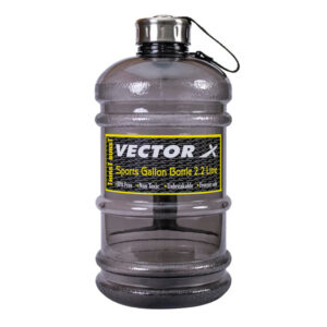 Vector X Sports Water Bottle for Gym, Protein Shaker Bottle, Gallon Water Bottle (2.2 LTR) BPA-Free, Unbreakable, Freezer Safe (Black)