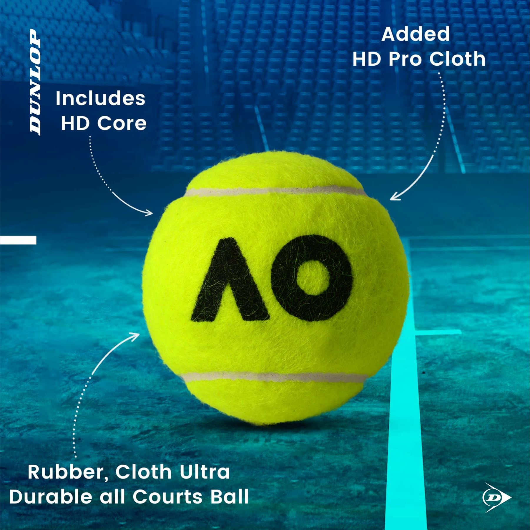 Dunlop Australian Open Tennis Ball (1 Can (3 Balls/Can), Yellow) - Image 8