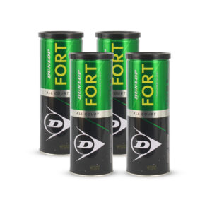 Dunlop Fort All Court Tennis Ball (Material: Rubber, Color: Green) Standard Size (4 Can | 12 Balls (3 Balls/Can)